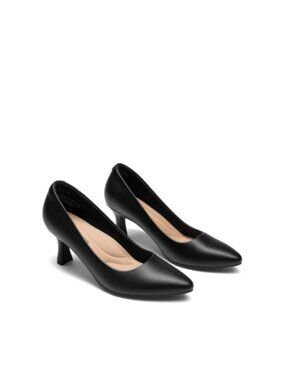 Women's Pointed Toe Kitten Heel Dress Pumps with Memory Foam Insole